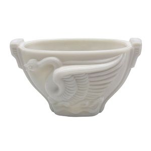 Vintage 1936 Macbeth-Evans Glass Co uranium milk glass swan bowl